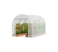 Serre Tunnel De Jardin 292x196x190cm En Acier Galvanisé Couverture En PE Blanche