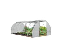 Grande serre de jardin tunnel relevable toutes saisons 18m2 140gr/m2 blanche
