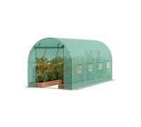 VEVOR Serre tunnel plantes 445x194x192 cm – cadre galvanisé, couverture PE verte, 8 fenêtres