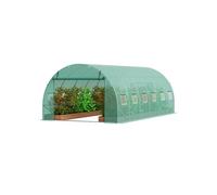 Serre Tunnel De Jardin 590x295x198cm Avec Cadre En Acier Galvanisé 12 Fenêtres