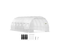 Serre Tunnel De Jardin 593x296x200cm En Acier Galvanisé Couverture Etanche PE Blanc