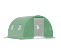 Serre Tunnel De Jardin 9 M² - 3 X 3 X 2 M - 4 Fenêtres, Porte Zippée Enroulable - Acier Galvanisé Pe Haute Densité Vert