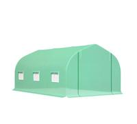 Serre tunnel de jardin - Outsunny - 6 fenêtres latérales - grande entrée - bâche anti-UV en polyéthylène - 4,5 x 3 x 2 m - vert