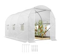 Serre tunnel de jardin - Outsunny - 7m² -350x200x200 cm - porte 6 fenêtres - cadre en métal, bâche PE haute densité 140 g/m² - blanc