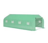 Serre tunnel de jardin - Outsunny - avec 8 fenêtres latérales - bâche anti-UV en polyéthylène - 6 x 3 x 2 m - vert