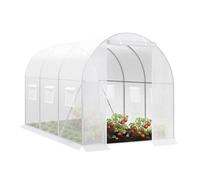 Serre Tunnel en Film Vert 300x200x190cm for Culture de tomates et légumes avec Porte et 6 fenêtres(White)
