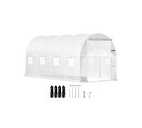 Serre Tunnel Jardin Avec 8 Fenêtres à Mailles Et Cadre Galvanisé 4,6x2,1x2,1m Blanc