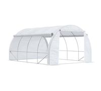 Outsunny Serre de Jardin 12 m² dim. 4L x 3l x 2H m avec Porte + parois latérales zippées enroulables, 8 fenêtres, Acier PE Haute densité 140 g/m² Anti-UV Blanc