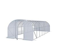 Serre Tunnel Premium TOOLPORT 3x8m avec Porte pivotante, bâche PE 180 g/m² Blanc Transparent