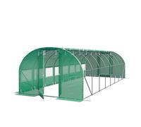 Serre Tunnel Premium TOOLPORT 3x8m avec Porte pivotante, bâche PE 180 g/m² Vert Transparent