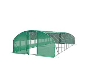 Serre Tunnel Premium TOOLPORT 4x10m avec Porte pivotante, bâche PE 180 g/m² Vert Transparent