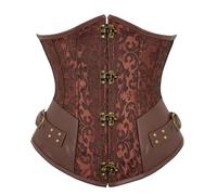 Serres-Taille Femme Sexy Gothic Underbust Corset Bustier Steampunk Vêtements Zipper Costume Lace Up Vintage Rétro Overbust Noir Rouge M 2918-Marron