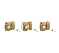 Serruprix 00550231 Lot de 3 verrous de porte à bouton et cylindre ø 23 x 40 mm avec clés identiques