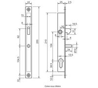 Serrure 1 point coffre 28/25 crochet - METALUX - F128250000
