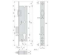 Coffre 1 point à rouleau ASSA ABLOY 1 tour de clé - Axe 26 Têtière 22x2.5 Coffre 41 - 2264.41.0