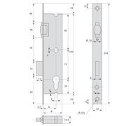 Serrure 1 point cylindre pêne dormant à rouleau 45 mm STREMLER 2264.45.0