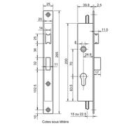 Serrure 3 points coffre 36/40 axe des tringle à 15 - - F136403000