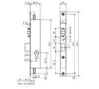 Serrure 3 points coffre 38x40 axe tringles 22 mm METALUX F138404000