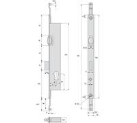 Serrure 3 points pêne dormant à rouleau coffre de 45mm pour tringle plate - STREMLER - 2274.45.TI24