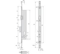 Serrure 3 points pêne dormant à rouleau coffre de 45mm pour tringle plate - STREMLER - 2274.45.TI24