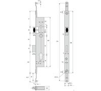 Serrure 3 points pêne dormant demi-tour 39mm pour tringle plate - STREMLER - 2270.39.TI24