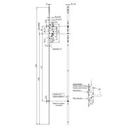 Serrure 4 points série 20500 pêne dormant 1/2 tour têtière 2150x16mm axe 50mm gauche - VACHETTE - 13441000