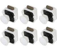 Serrure à Bouton De Verrouillage, Serrure à Came D’Armoire, 6 Pièces, Loquet à Bouton-Poussoir, Bouton Contextuel, Bouton De Verrouillage, Serrure pour, All White, Hole Size: 20mm