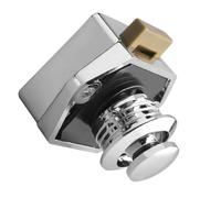 Serrure à Bouton en Alliage de Zinc pour Armoire, Meuble | Verrouillage par Pression, Usage Mobile Homes, Finition Argenté, Alliage de Zinc et Plastique, Pratique