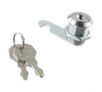 Serrure à came en métal pour tiroir de bureau, casier, boîte aux lettres avec 2 clés - Convient aux trous de montage de 18 mm - Diamètre du cylindre : 16 mm, 20 mm, 25 mm (20 mm)