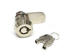 Serrure à came pour classeur, Mini serrure tubulaire à came for boîte aux lettres, alliage de zinc chromé, clés identiques, MMS124, multicolore(B)