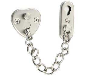 Serrure à chaîne de porte en acier inoxydable, conception en forme de cœur, à pression for déverrouiller, for la maison, la chambre à coucher de l'appartement(Brushed Nickel)