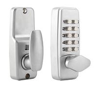 Serrure à Code Mécanique en Alliage de Zinc, Verrou de Porte d'Entrée Sans Clé, Combinaison 2-8 Chiffres, Argenté, pour Portes Extérieures et Intérieures, 10,8 x 4,4 x 4 cm