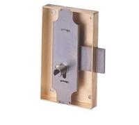 Serrure à coffre cambré 80x45mm axe 25mm longueur du canon 12mm gauche finition fer - DEVISMES - 12033-002-G