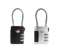 Serrure à combinaison approuvée par la TSA avec câble - Durable et polyvalent pour valises, sacs à dos, casiers de gym, sac à dos, petit cadenas pour les essentiels de voyage (noir + argent)