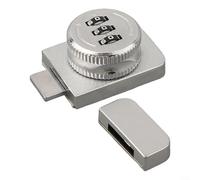 Serrure à combinaison numérique sans clé pour porte d'armoire - Affichage de mot de passe à 3 chiffres - Alliage de zinc - Sans perçage - Pour portes coulissantes en verre, vitrines, meubles - Argenté