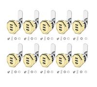 Serrure à combinaison pour armoire, serrure sans clé à 3 chiffres, cylindre de 16 mm (5/8"), serrure de sécurité en métal pour classeurs, tiroirs de classement et rangements de bureau(Gold,10PCS)