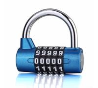 Serrure à combinaison robuste à 5 chiffres avec corps en alliage de zinc conçue pour les casiers et armoires sécurisés avec codes réglables par l'utilisateur (bleu)