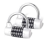 Serrure à Combinaison SISAV à 5 Chiffres, Cadenas de Gymnase, Serrure à Combinaison Remplaçable, Adaptée aux Casiers d'École, Boîtes à Outils, Clôtures, Argent (2 Pièce)