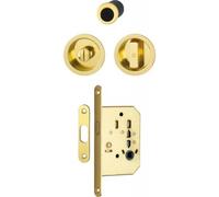 Set 1 aluminium pour porte coulissante 4920 F271 ronde aspect doré brillant, aveugle sans gâche, cuvette + doigt - HOPPE - 3948024
