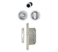 Serrure porte coulissante - à condamnation - rosace ronde - argent HOPPE