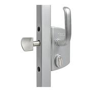 Serrure à crochet 80x80mm mécanisme INOX LSKZ pour portails coulissants - Alu brut, Tube de 80x80mm