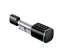 Serrure à cylindre Bluetooth intelligente - Application Ttlock et entrée sans clé compatible avec Tuya avec mot de passe numérique et carte RFID, serrure de profil européen pour portes, noir, taille