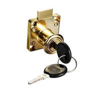 Serrure à cylindre, crochet de serrure tubulaire, barillet, serrures tiroir, garde-robe en or argenté 22/32 mm, d'armoire, came meubles, perçage avec clés 1 pièce(Gold,19 * 32 mm)