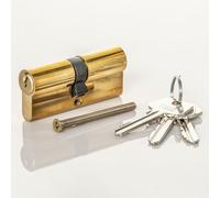 Serrure à cylindre Euro en laiton avec 3 clés Protection anti-perçage et anti-crochetage Convient à tous les types de portes Cylindre Euro 32 mm x 40 mm (72 mm au total)