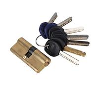 Serrure à cylindre européen à 5 broches en laiton satiné 70 mm avec 7 clés