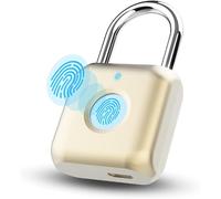 Serrure à empreintes digitales, serrure intelligente IPX22, étanche, Smart Lock, empreintes digitales, convient pour porte, valise, sac à dos, salle de gym, vélo doré