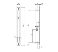 Serrure à encastrer 2 points à levier coffre 32/30 axe 15mm - METALUX - F132300000