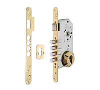 Serrure à encastrer à cylindre européen européen, axe 50x85mm avec goujon, or - THIRARD