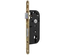 Bricard - Serrure à larder à cylindre noir axe 40 mm A encastrer réversible bouts ronds doré NF
