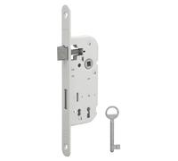 Serrure à Encastrer A40 NF PDT 1/2T - Pêne Dormant Bout Rond - Coffre Acier Embouti - Livré avec 1 Clé, 6 Variures - Made in France - Finition Époxy Blanc Granité - THIRARD